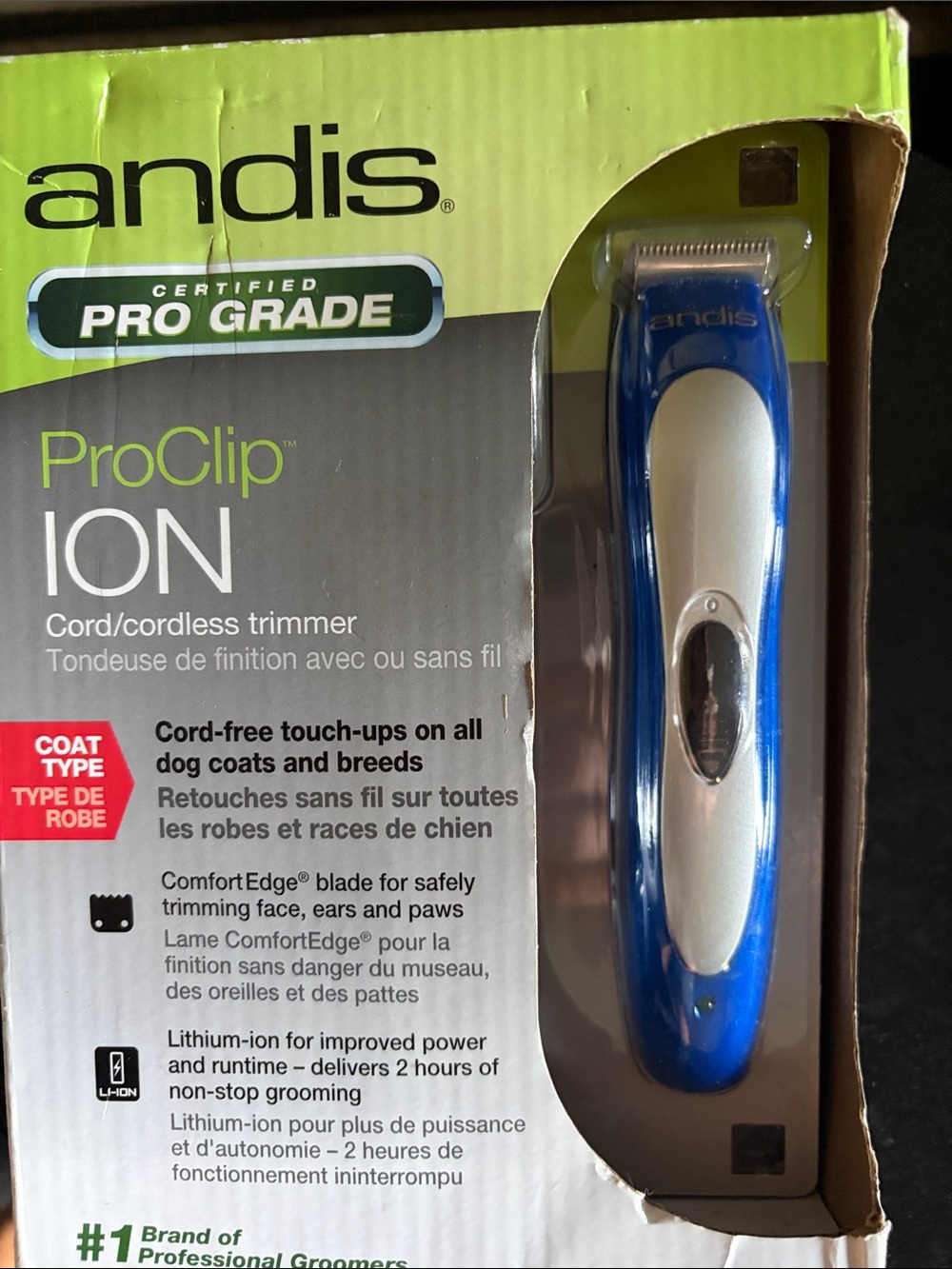 Andis ProClip ION Trimmer in Blue and Silver